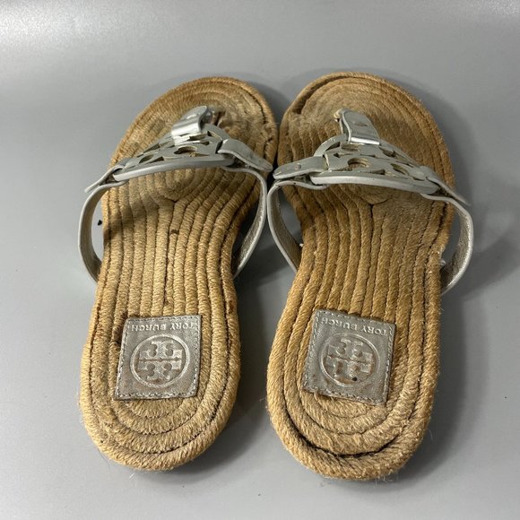 Tory Burch Silver Miller Espadrille Sandals - Picture 7 of 12